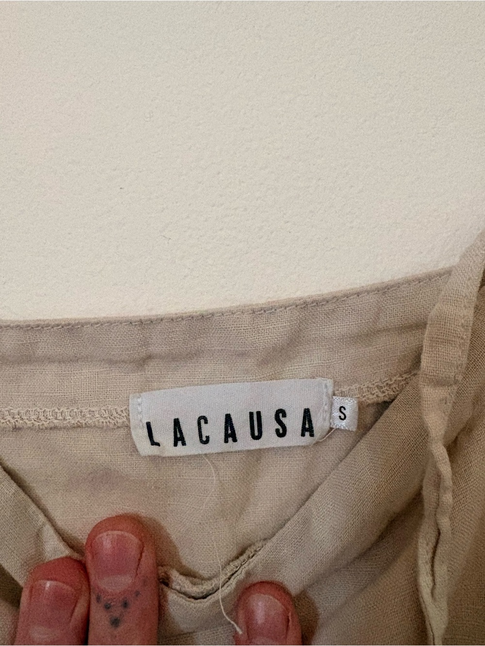 LACAUSA Oatmeal Linen-Blend Overalls with pockets - Picture 6 of 9